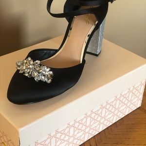 COPY - Badgley Mishka Block Heels in Black and Silver